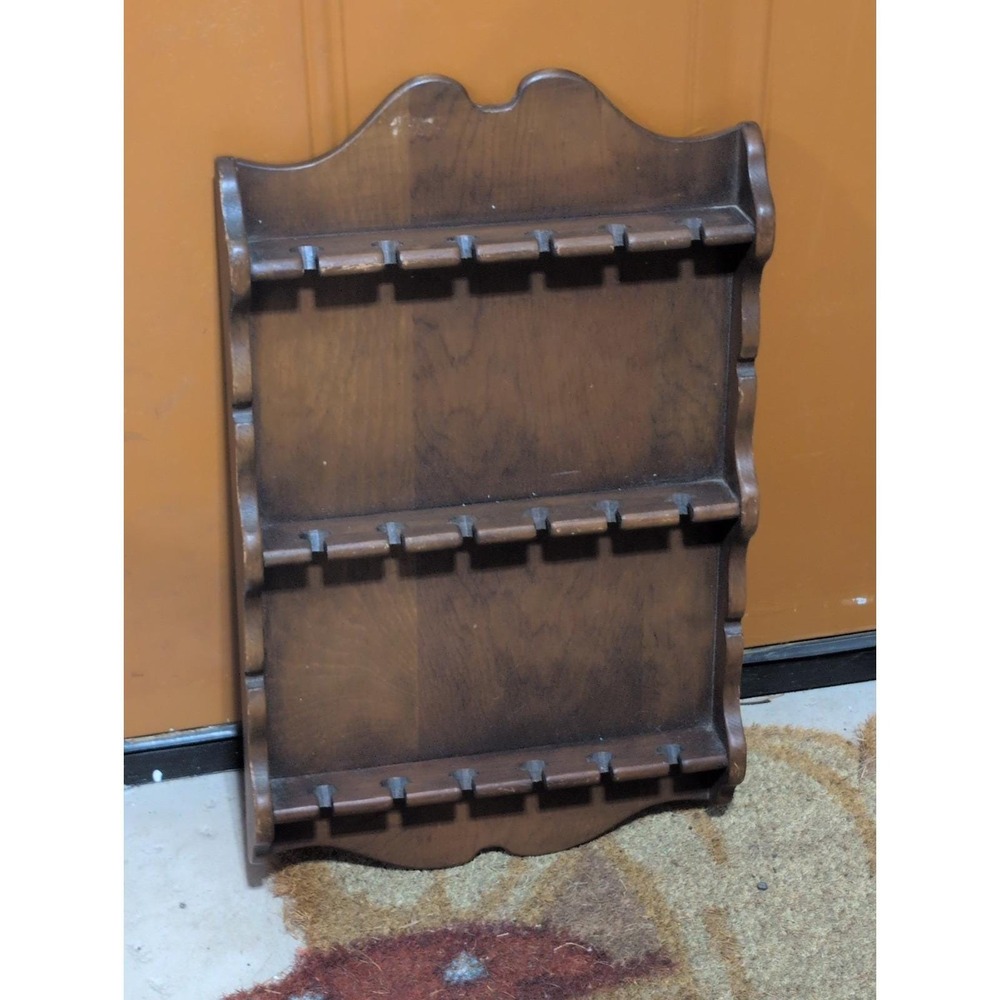 Vintage 18 Slot Souvenir Spoon Rack Wall Mount Display Stand 18"x10.5"x1.75"